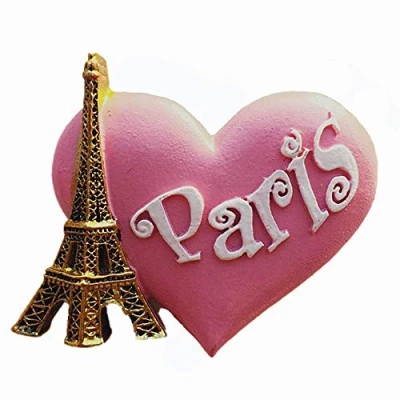 Image of Pink Love Eiffel Tower Paris France Fridge Magnet Travel Souvenir Gift Collection, Home Kitchen Decoration Magnetic Sticker Refrigerator