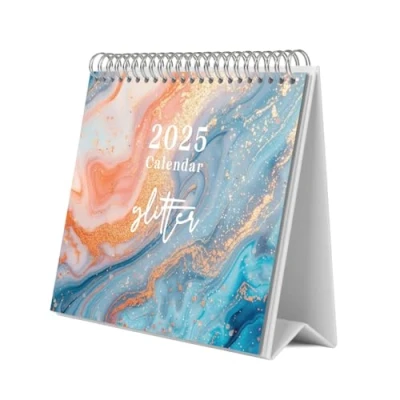 Image of Grupo Erik Desk Calendar 2025 Glitter 8 x 7 inches 20 17 cm 12 Month Planner, Desktop Art 2025,