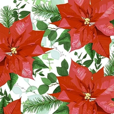 Image of 20 Small Cocktail Napkins Christmas Blooming Red Poinsettia Table Decoration Paper with Motif Also for Decoupage and 24 x cm