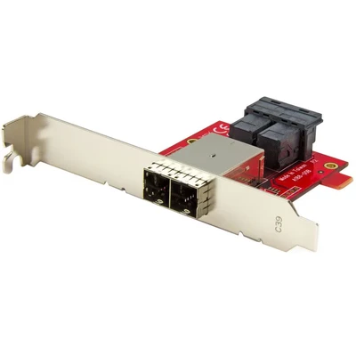 Image of StarTech.com Mini SAS Adapter Dual SFF 8643 to 8644 with Full and Low Profile Brackets 12Gbps (SFF86448PLT2), Red