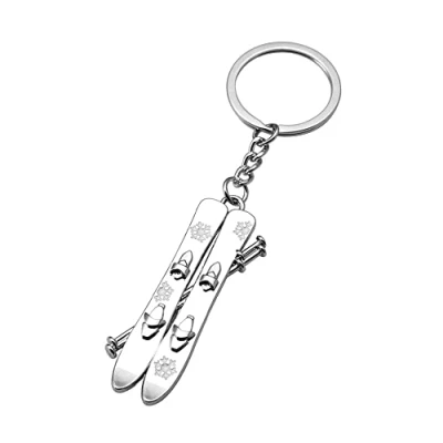 Image of ARFUKA Keyring Double Snowboard Pendant KeychainMetal Key Ring Charm Jewellery Christmas Birthday Gift Keyrings Chain Holder for Men and Women