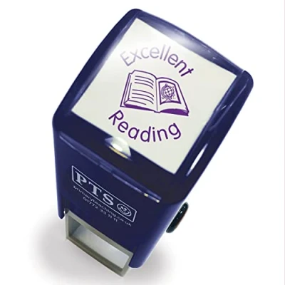 Image of Excellent Reading Pre Inked School Teachers Feedback Marking Stamper Stamp 25mm Primary Teaching Services (Purple)