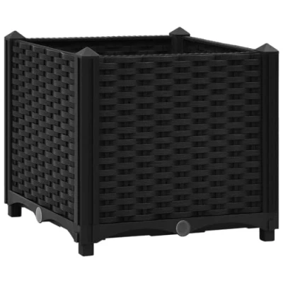 Image of vidaXL Raised Bed Lawn Gardening Outdoor Garden Planter Pot Flower Box Planting Basket Vegetable Herb Grow Polypropylene Black