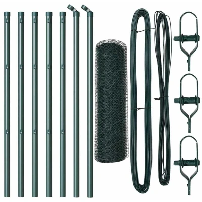 Image of vidaXL Hexagon Fence Green 0.8x10 m Steel