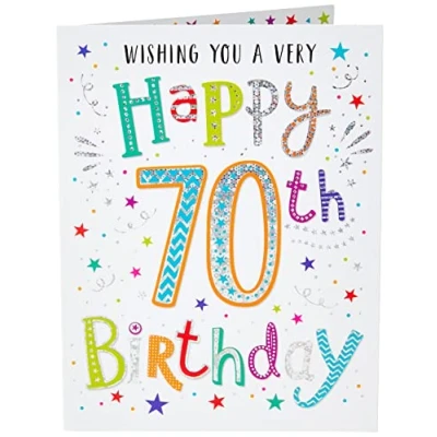 Image of Regal Publishing Modern Milestone Age Happy Birthday Card 70th 8 x 6 inches,White