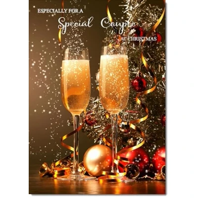 Image of doodlecards Special Couple Christmas Card Champagne Large A4 Size for with Plain Envelope