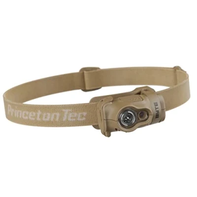 Image of Princeton Tec Byte Multi Mode Beam IPX4 Water Resistant LED Tactical Headlamp with 200 Lumens, Essential Outdoor Accessory for Hiking, Backpacking, Camping, Running, and Safety Preparedness, Tan