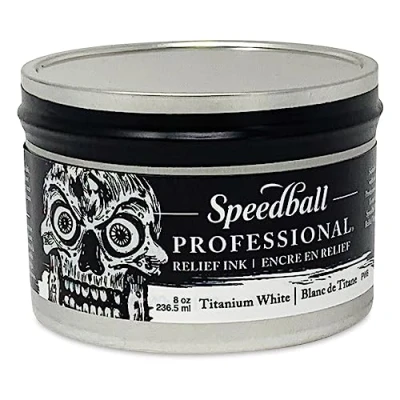 Image of Speedball 8oz Professional Relief Ink Titanium White, For Block, Printing, Linocut, Wood Cutting, Oil Based
