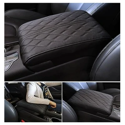 Image of Vehicle Memory Foam Armrest Box Pad, Waterproof Car Center Control Cushion, Universal Pad for SUV/Truck/Vehicle (Black)