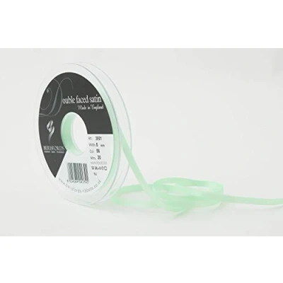 Image of Berisfords Double FACE Poly Satin Ribbon, Mint Green, 5 mm
