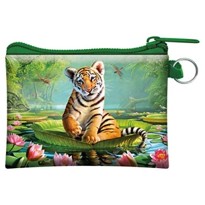 Image of 3D LiveLife Coin Purse Tiger Lily from Deluxebase. Lenticular Big Cat Purse. Cash, and Card Holder with Secure Zip Featuring Artwork Licensed Renowned Jerry LoFaro