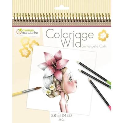 Image of Avenue Mandarine Ref GY065O Coloriage Wild No. 1 Adult Colouring Book Featuring Artwork from Emmanuelle Colin 20cm x 20cm, 28 Sheets, 14 Designs, 250gsm Drawing Paper