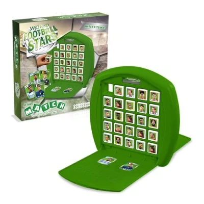 Image of Top Trumps World Football Stars Match The Crazy Cube Game Green, play with Messi, Ronaldo, Harry Kane, travel board game, gift and toy for Boys Girls Aged 4 plus