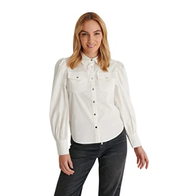 Image of NA KD Women&#039;s Puff Sleeve Shirt, White, 20 UK