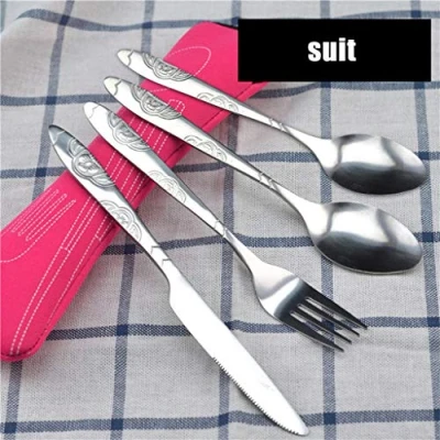 Image of 4 Pcs Cutlery Set,Stainless Steel Tableware Dinnerware Knife Fork Spoon Set,Flatware Silverware Sets with Fork,Knife Tableware,Mirror Polished &amp; Dishwasher Safe (4PC, C)