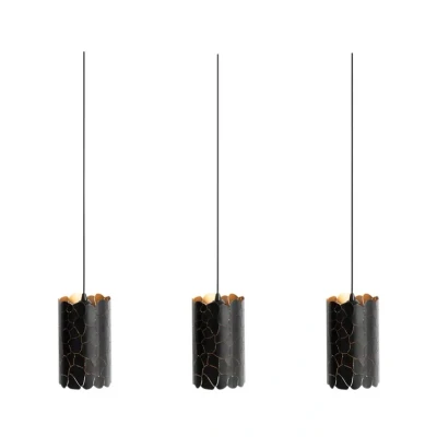 Image of Lindby pendant light Aralena, black/gold, 3 bulb, length93cm