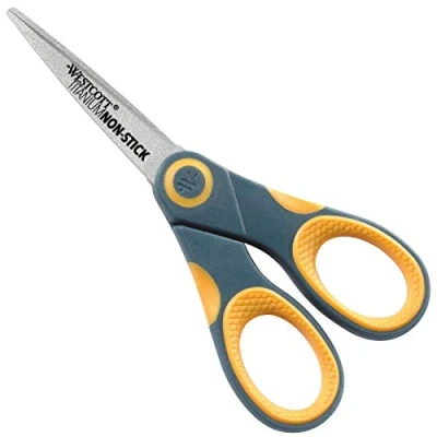 Image of Westcott 5 Inch Straight Titanium Bonded Non Stick Scissor E 33650 00,Yellow
