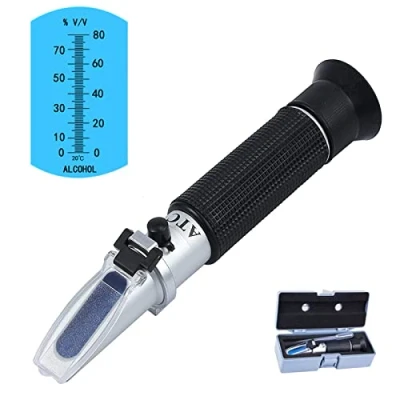 Image of Alcohol Refractometer, ATC Refractometer with 0 80% Measurement Range for Liquor and Spirits. Like Whiskey, Brandy, Vodka, etc.