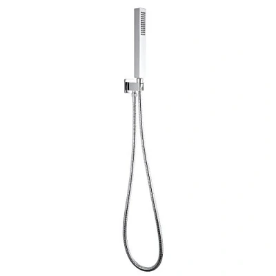 Image of Milano Arvo Modern Square Hand Shower Handset Outlet Elbow Wall Bracket Chrome