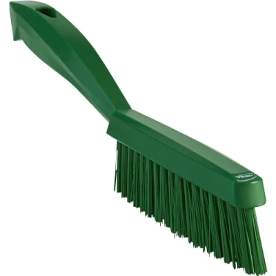 Image of Vikan 41952 Slim, Stiff Bristles, Washing / Sweeping, Hand Brush, Fabric, Upholstery, Carpet, 300mm (Green)