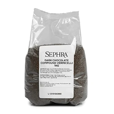 Image of SEPHRA VERMICELLI Dark Chocolate/Sugar Strands Edible Crunchy Vegan Sugar Sprinkles for Cakes/Ice Creams/Drinks/Dessert Toppings Chocolate Cake Decorations (1kg Bag)
