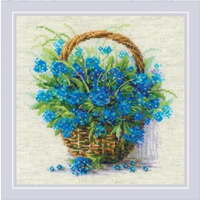 Image of RIOLIS Counted Cross Stitch Kit 8.75&quot;X8.75&quot; Forget Me Knots In A Basket ((14 Count)