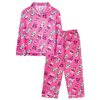 Image of LOL Suprise Kids Pyjamas Pink Button Down With Surprise Dolls 100% Cotton Sleepwear Official Merchandise 3/4 Years
