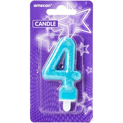 Image of amscan 9900765 Candle num. 4 Glitter