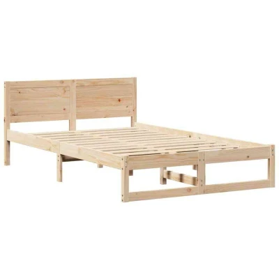 Image of vidaXL Bed Frame Natural Solid Pine wood 140 x 190 cm