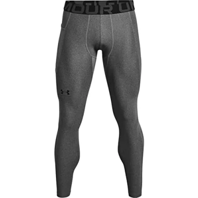 Image of Under Armour Mens UA HG Leggings Long Sports Breathable Tight Running Pants, Gray, XL