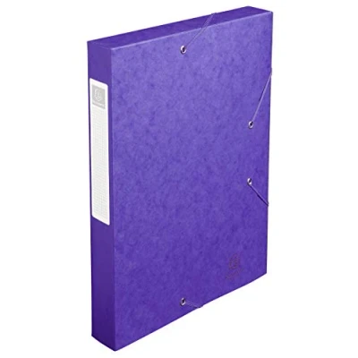Image of Exacompta Ref 14015H Cartobox Pressboard Filing Box 25 x 33cm, Suitable for A4 Documents, Elastic Straps on 2 Corners, 40mm Spine, FSC Certified Purple