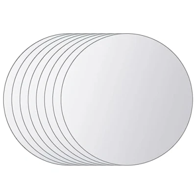 Image of vidaXL 8 pcs Round Glass Mirror Tiles Frameless, Wall Mounted, Easy Installation, Reflective, Modern Design, Adhesive Strips Included