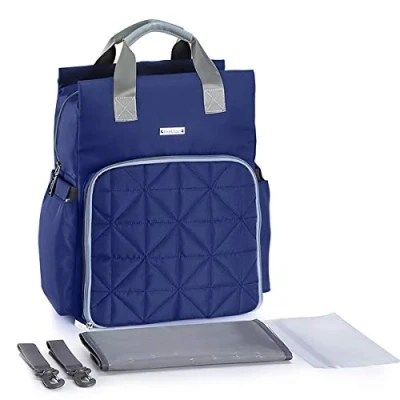 Image of SONARIN Waterproof Multifunction Baby Nappy Changing Backpack with Mat,Stroller Strap,Laptop Shockproof Bag,Diaper Bag Bottle Insulated Bags,Large Capacity,Machine Washable(Dark Blue)