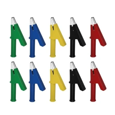 Image of Aofan 10 Pack 5 Colours Metal Crocodile Clips Insulated 380V 20A 4MM Banana Plug Test Lead Alligator Clip for Multimeter And Clamp Meters