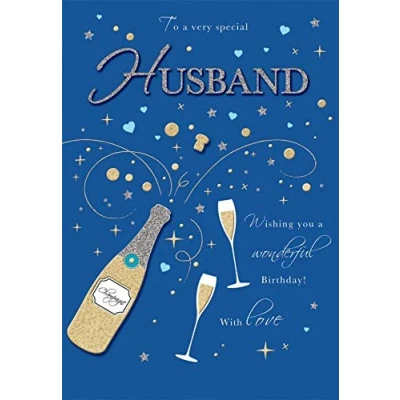 Image of Piccadilly Greetings Traditional Birthday Card Husband 9 x 6 inches,Blue