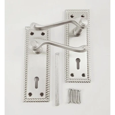 Image of Georgian Lock Handles 145 x 50mm (Pair) Satin Stainless Steel