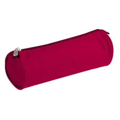 Image of Clairefontaine Ref 8112C Textile Round Multi Use Pencil Case 22 x 7 7cm, Made From 600D Polyester, Metal Zip &amp; Pull Tab Red Colour