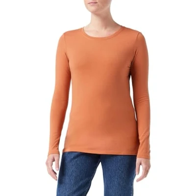 Image of Amazon Essentials Women&#039;s Classic Fit Long Sleeve Crewneck T Shirt (Available in Plus Size), Caramel, S