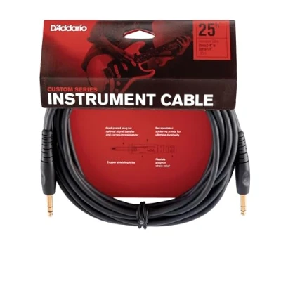 Image of D’Addario Accessories Custom Series Guitar Cables Instrument Cable with ¼ Inch Ends High Performance Cord For Guitars, Bass, Keyboards Stereo Straight End, 25 feet