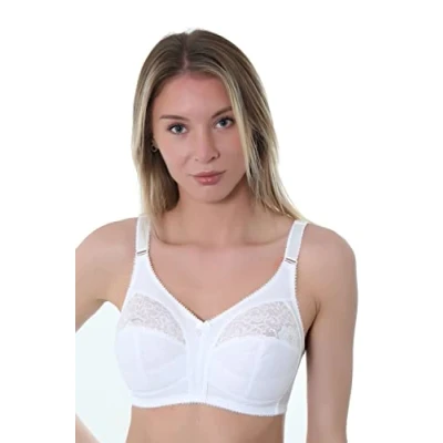 Image of Gemm Bra White Non Wired 46E Lace Padded &amp; Wireless Bras for Women