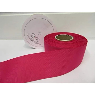 Image of Beautiful Ribbon 2 metres of 50mm Grosgrain Ribbed Fuchsia Dark Pink Double Sided 50 mm 5cm 2&quot; Inch