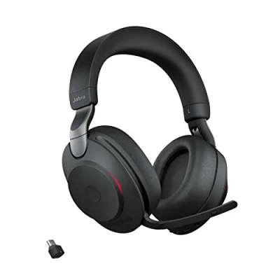 Image of Jabra Evolve2 85 Wireless PC Headset Noise Cancelling UC Certified Stereo Headphones With Long Lasting Battery USB C Bluetooth Adapter Black