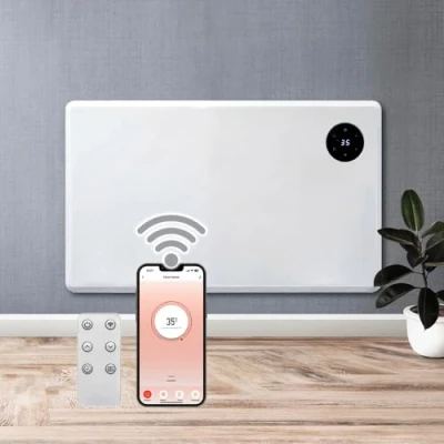 Image of Purus 1200W White WIFI Smart App Control, Electric Radiator Heaters for Home, Bathroom Safe Heater Setback Timer Lot 20 &amp; Thermostat Wall Mounted or Floor Standing with Controller
