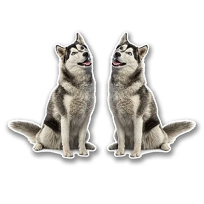 Image of 2 x 10cm Siberian Husky Vinyl Stickers Decals Laptop Tablet Car Dog #6294 (7cm Wide Tall)