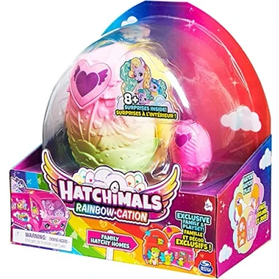 Image of Hatchimals CollEGGtibles, Rainbow Cation Family Hatchy Home Playset with 3 Characters &amp; up to Surprise Babies (Style May Vary), Kids Toys for Girls