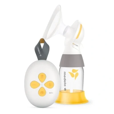 Image of Medela Solo Single Electric Breast Pump Noticeably quieter, USB chargeable, featuring PersonalFit Flex shield and 2 Phase Expression Technology