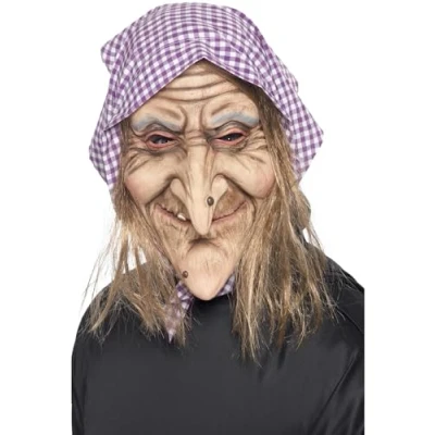 Image of Smiffys Old Witch Mask, Natural Overhead, Latex, Halloween Fancy Dress Accessory, Up Masks
