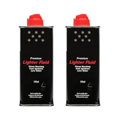 Image of UTTAM Zippo (Pack of 2) Lighter Fuel, Works with Windproof and Refillable Hand Warmer, Fast Ignition, Low Odor, Fuel Refill, Easy Fill Nozzle, Black, 125 ml
