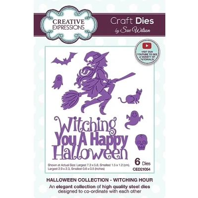 Image of Creative Expressions Sue Wilson Craft Die Witching Hour, Brown, 2.9 x 2.3 in