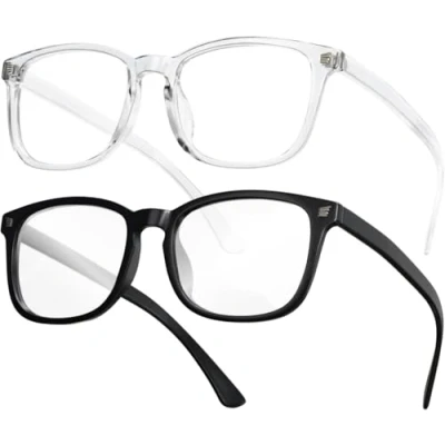 Image of CCVOO 2 Pack Blue Light Blocking Reading Glasses, Anti Headache/Glare/Eye Strain Readers Computer Eyeglasses Women/Men, 2.0